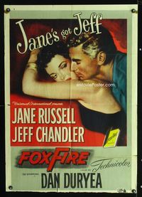 2c360 FOXFIRE one-sheet movie poster '55 close up artwork of sexy Jane Russell & Jeff Chandler!