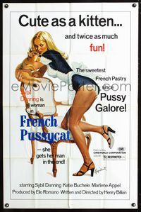 2c362 FRENCH PUSSYCAT 1sh '72 sexy Sybil Danning is the sweetest French pastry since Pussy Galore!