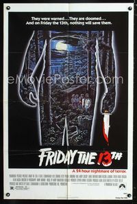 2c365 FRIDAY THE 13th one-sheet movie poster '80 Alex Ebel art, slasher horror classic!