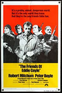 2c367 FRIENDS OF EDDIE COYLE int'l 1sh '73 Robert Mitchum lives in a grubby,violent,dangerous world!