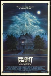 2c368 FRIGHT NIGHT one-sheet '85 great ghost horror image, a good reason to be afraid of the dark!