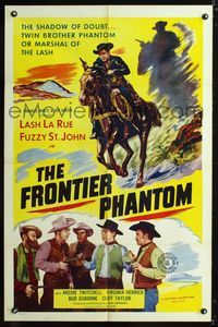 2c370 FRONTIER PHANTOM one-sheet movie poster '51 great artwork of cowboy Lash La Rue on horseback!
