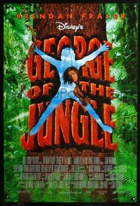 2c376 GEORGE OF THE JUNGLE DS one-sheet '97 Brendan Fraser didn't watch out for that tree, Disney!