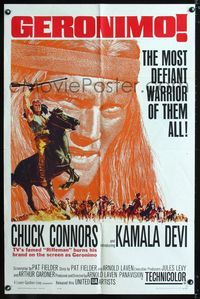 2c378 GERONIMO one-sheet movie poster '62 most defiant Native American Indian warrior Chuck Connors!
