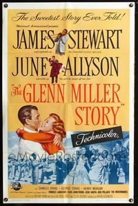 2c385 GLENN MILLER STORY one-sheet R60 James Stewart & June Allyson in the sweetest story ever told!