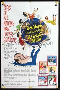 2c386 GLOBAL AFFAIR one-sheet movie poster '64 great art of Bob Hope & sexy girls, Yvonne De Carlo