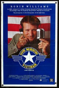 2c391 GOOD MORNING VIETNAM int'l one-sheet '87 Vietnam War radio DJ Robin Williams, Barry Levinson