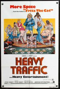 2c414 HEAVY TRAFFIC one-sheet movie poster '73 Ralph Bakshi adult cartoon, great gambling artwork!