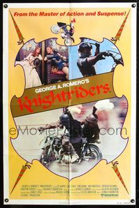 2c461 KNIGHTRIDERS int'l 1sheet '81 George A. Romero, great different image of medieval motorcycles!