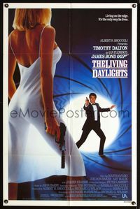 2c013 LIVING DAYLIGHTS one-sheet '87 Timothy Dalton as James Bond & sexy Maryam d'Abo with gun!