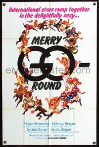 2c486 MERRY GO-ROUND one-sheet '73 Maria Schneider, Helmut Berger, great sexy artwork by Dechini!