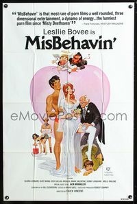 2c489 MISBEHAVIN' one-sheet movie poster '79 Leslie Bovee, wacky sexy marriage artwork by Weston!