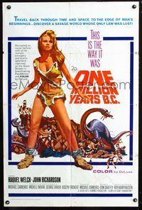 2c521 ONE MILLION YEARS B.C. one-sheet movie poster '66 sexiest prehistoric cave woman Raquel Welch!