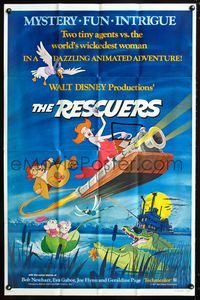 2c550 RESCUERS one-sheet movie poster '77 Walt Disney mouse mystery adventure cartoon!