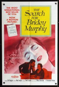 2c560 SEARCH FOR BRIDEY MURPHY one-sheet '56 reincarnated Teresa Wright, from best selling book!