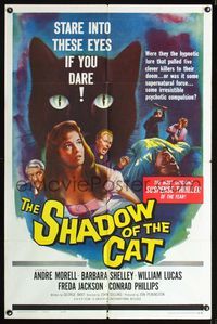 2c565 SHADOW OF THE CAT one-sheet poster '61 stare into sexy Barbara Shelley's eyes if you dare!