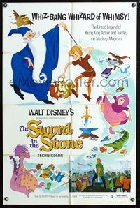 2c594 SWORD IN THE STONE one-sheet movie poster R73 Disney's story of King Arthur & Merlin!