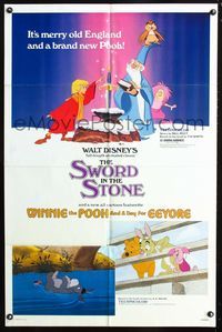 2c595 SWORD IN THE STONE/WINNIE POOH & A DAY FOR EEYORE 1sheet '83 Walt Disney cartoon double-bill!