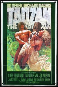 2c596 TARZAN THE APE MAN advance 1sh '81 art of sexy Bo Derek & Miles O'Keefe by James Michaelson!
