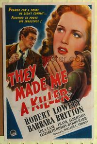 2c598 THEY MADE ME A KILLER one-sheet '46 Robert Lowery was framed for a crime he didn't commit!
