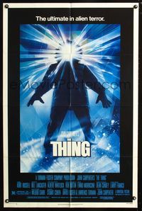 2c599 THING one-sheet '82 John Carpenter, cool sci-fi horror art, the ultimate in alien terror!