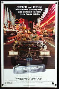 2c600 THINGS ARE TOUGH ALL OVER one-sheet '82 Cheech & Chong take a cross country trip to Las Vegas!