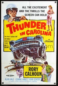 2c603 THUNDER IN CAROLINA one-sheet poster '60 cool artwork of the World Series of stock car racing!