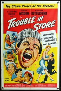 2c615 TROUBLE IN STORE one-sheet poster '53 Norman Wisdom, the English clown prince of the screen!