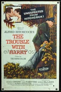 2c616 TROUBLE WITH HARRY one-sheet movie poster '55 Alfred Hitchcock, Edmund Gwenn, Shirley MacLaine