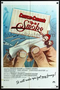 2c621 UP IN SMOKE style B 1sh '78 Cheech & Chong marijuana drug classic, great Scakisbrick artwork!