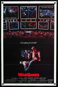 2c630 WARGAMES one-sheet poster '83 Matthew Broderick plays video games to start World War III!