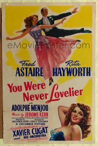 2c017 YOU WERE NEVER LOVELIER style A 1sh '42 most classic art Rita Hayworth dancing with Astaire!