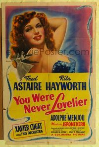 2c018 YOU WERE NEVER LOVELIER style B one-sheet '42 huge bust shot artwork of sexiest Rita Hayworth!