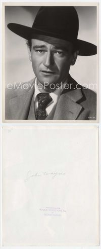 2d129 JOHN WAYNE 8x10 movie still '40s great close portrait in black hat and tie by George Hommel!