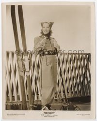2d162 OVER THE MOON 8x10 '39 great full-length close up of Merle Oberon holding ski poles by skis!