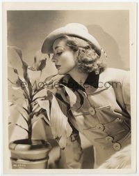 2d184 SADIE McKEE 8x10 '34 great profile image of sexy Joan Crawford in cool outfit with plant!