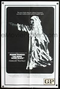 2e074 BRIDE WORE BLACK one-sheet '68 Francois Truffaut's Le Mariee Etait en Noir, Jeanne Moreau