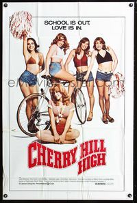 2e082 CHERRY HILL HIGH one-sheet '76 five sexy barely-dressed girls, school is out, love is in!