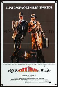 2e086 CITY HEAT int'l 1sheet '84 Clint Eastwood the cop & Burt Reynolds the detective by Fennimore!