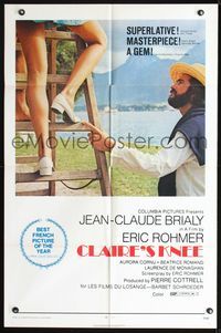 2e087 CLAIRE'S KNEE one-sheet movie poster '71 Eric Rohmer's Le Genou de Claire, Jean-Claude Brialy