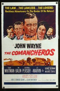 2e093 COMANCHEROS one-sheet poster '61 artwork of cowboy John Wayne, directed by Michael Curtiz!