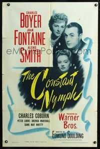 2e098 CONSTANT NYMPH one-sheet movie poster '43 Joan Fontaine, Charles Boyer, sexy Alexis Smith!