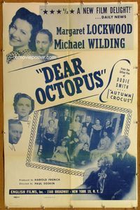 2e111 DEAR OCTOPUS one-sheet poster '43 Margaret Lockwood, Michael Wilding, cool cast portrait!