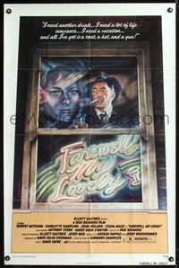 2e133 FAREWELL MY LOVELY 1sheet '75 cool David McMacken artwork of Robert Mitchum smoking in window!
