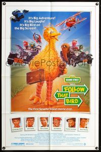 2e141 FOLLOW THAT BIRD 1sheet '85 great art of the Big Bird & Sesame Street cast by Steven Chorney!