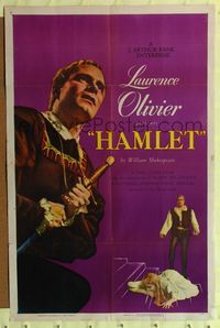 2e168 HAMLET one-sheet '49 Laurence Olivier as William Shakespeare's hero, Best Picture winner!