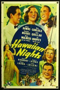 2e175 HAWAIIAN NIGHTS 1sheet '39 Johnny Downs, Mary Carlisle, pretty Constance Moore in hula outfit!