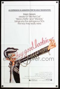 2e180 HEY GOOD LOOKIN' one-sheet '82 Ralph Bakshi animated romantic comedy, cool Elvis parody art!