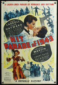 2e186 HIT PARADE OF 1943 one-sheet '43 Susan Hayward, John Carroll, Count Basie & His Orchestra!