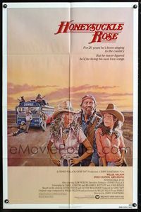 2e191 HONEYSUCKLE ROSE one-sheet '80 art of Willie Nelson, Dyan Cannon & Amy Irving, country music!
